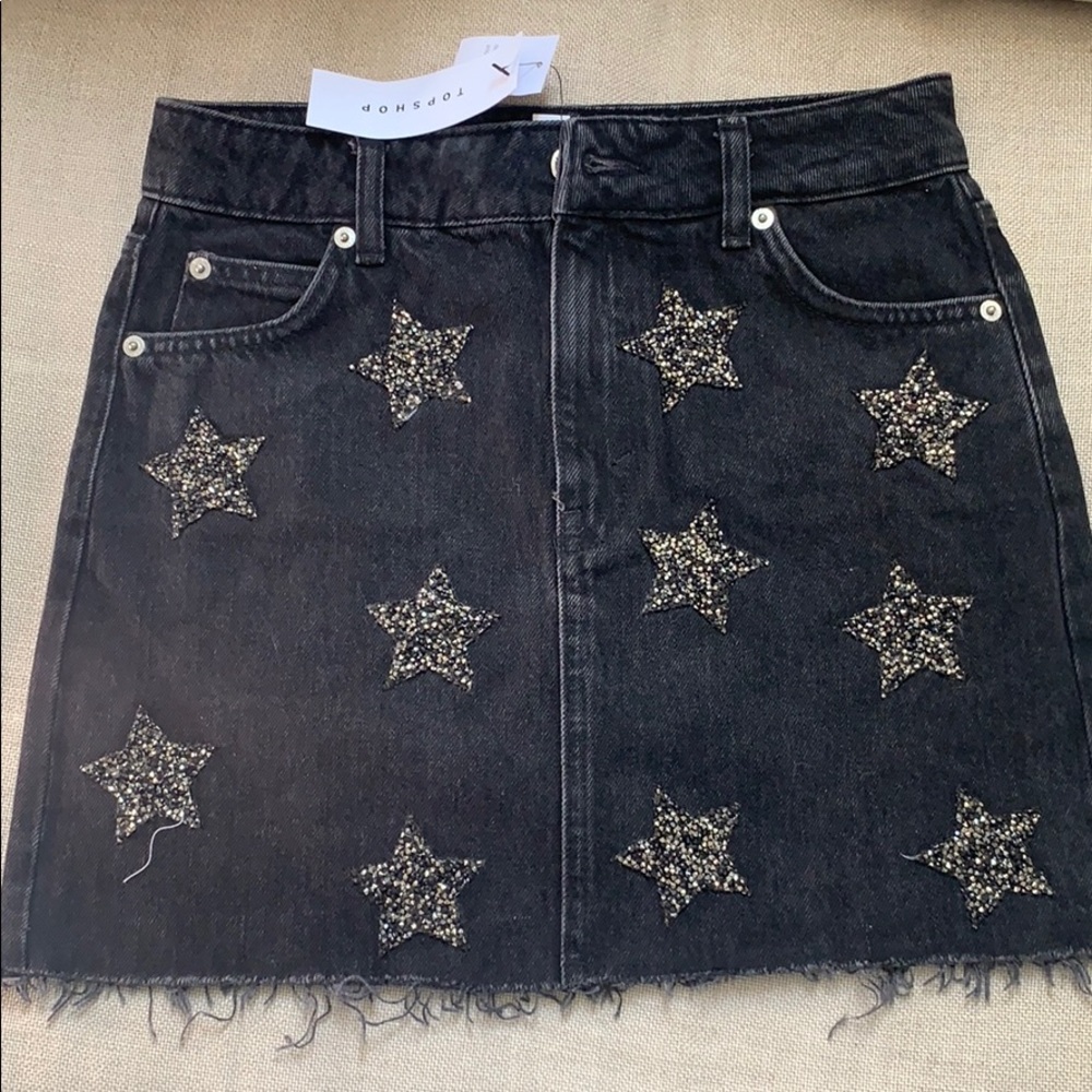Black denim star skirt